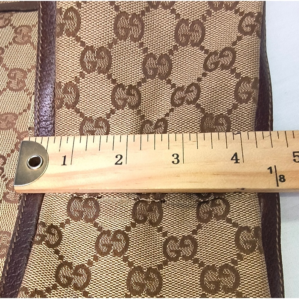 Gucci Abbey D-ring 2 Handle Canvas Tote Brown and Tan 10 x 10 x 4 - Picture 8 of 10
